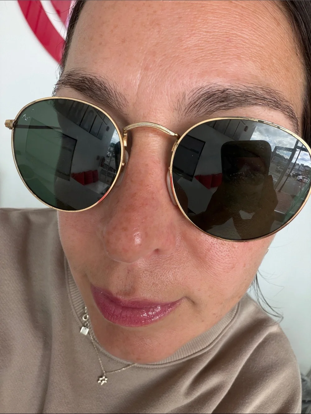 Ray-Ban Gold Frame Sunglasses with Dark Green Lenses